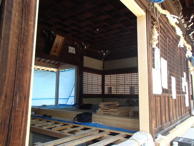 本庄神社拝殿改修工事　（施工管理）施工中写真