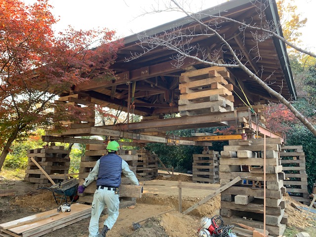 乾坤院土俵改修工事施工中写真